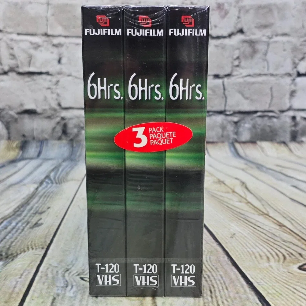 2 Fujifilm T-120 VHS Blank Video Tapes 3 Pack 6 Hour EP Mode High Quality Sealed
